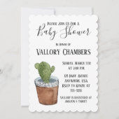 Invitation Baby shower de cactus Succulent Poted (Devant)