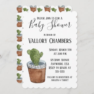 Invitation Baby shower de cactus Succulent Poted