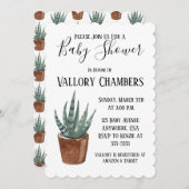 Invitation Baby shower de cactus Succulent Poted (Devant / Derrière)