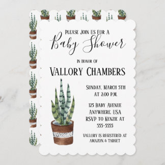 Invitation Baby shower de cactus Succulent Poted