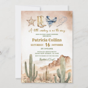 Invitation Baby shower de cactus succulents du désert rustiqu
