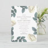 Invitation Baby shower de cadre à fleurs de rose b (Debout devant)