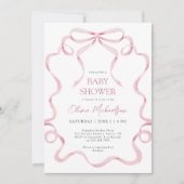 Invitation Baby shower de cadre à ruban adhésif rose Coquette (Devant)