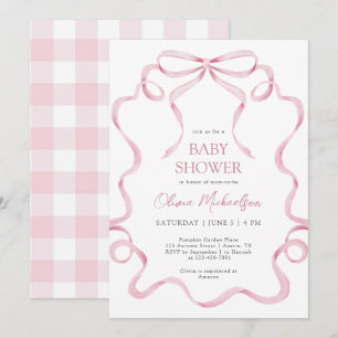 Invitation Baby shower de cadre à ruban adhésif rose Coquette