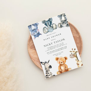 Invitation Baby shower de cadre animal mou de bois