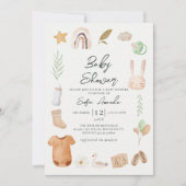 Invitation Baby shower de cadre Boho aquarelle (Devant)