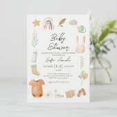 Invitation Baby shower de cadre Boho aquarelle (Debout devant)