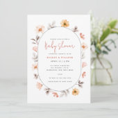 Invitation Baby shower de cadre de Fleur sauvage Boho minimal (Debout devant)