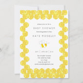 Invitation Baby shower de cadre de ruche d'aquarelle jaune (Devant)