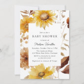 Invitation Baby shower de cadre de tournesol rustique d'autom (Devant)