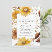 Invitation Baby shower de cadre de tournesol rustique d'autom (Debout devant)
