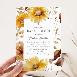 Invitation Baby shower de cadre de tournesol rustique d'autom