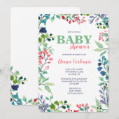 Invitation Baby shower de cadre Floral Aquarelle (Devant / Derrière)