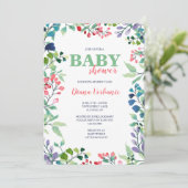 Invitation Baby shower de cadre Floral Aquarelle (Debout devant)
