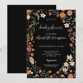 Invitation Baby shower de cadre floral aquarelle (Devant / Derrière)