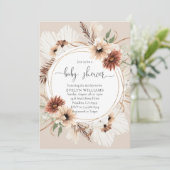 Invitation Baby shower de cadre floral Boho rustique (Debout devant)