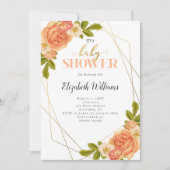 Invitation Baby shower de cadre géométrique des fleurs de bro (Devant)