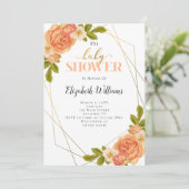 Invitation Baby shower de cadre géométrique des fleurs de bro (Debout devant)