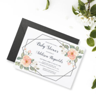 Invitation Baby shower de cadre géométrique floral parfait