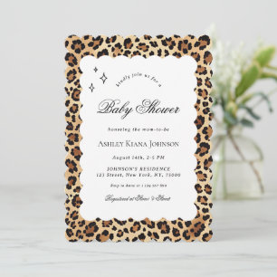 Invitation Baby shower de cadre massif Leopard Cheetah Print