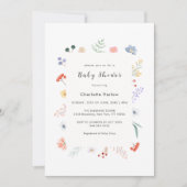 Invitation Baby shower de cadre végétal Fleur sauvage Boho mi (Devant)