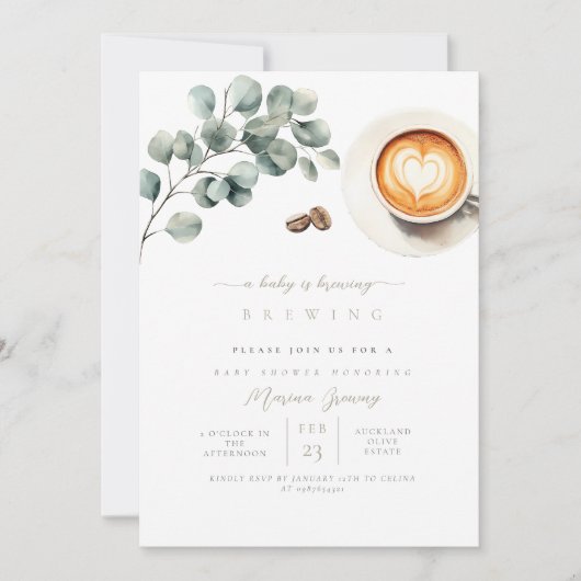 Invitation Baby shower de café (Devant)