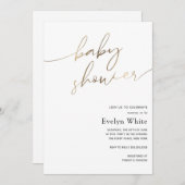 Invitation Baby shower de calligraphie dorée moderne (Devant / Derrière)