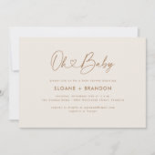 Invitation Baby shower de calligraphie du coeur neutre Oh Bab (Devant)