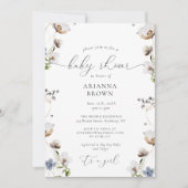 Invitation Baby shower de calligraphie Fleur sauva (Devant)