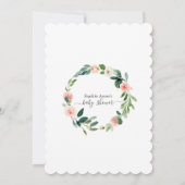 Invitation Baby shower de calligraphie florale à crème rose m (Dos)