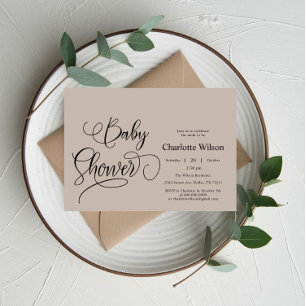 Invitation Baby shower de calligraphie minimaliste moderne