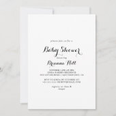 Invitation Baby shower de calligraphie moderne (Devant)