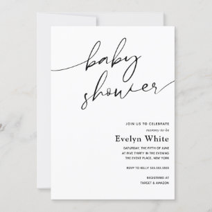 Invitation Baby shower de Calligraphie moderne