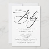 Invitation Baby shower de calligraphie moderne Bonjour bébé (Devant)