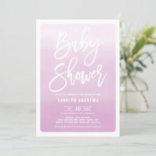 Invitation Baby shower de calligraphie moderne Lilac Ombre