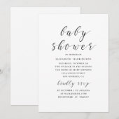 Invitation Baby shower de calligraphie moderne noir et blanc (Devant / Derrière)