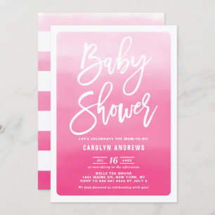 Invitation Baby shower de calligraphie moderne Pink Ombre
