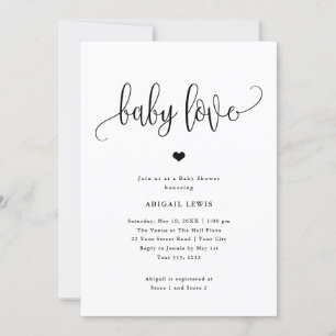 Invitation Baby shower de calligraphie noir/blanc