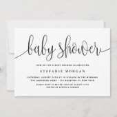 Invitation Baby shower de calligraphie noir et blanc (Devant)