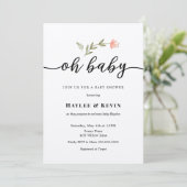 Invitation Baby shower de calligraphie "Oh Baby" (Debout devant)