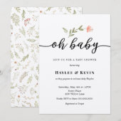 Invitation Baby shower de calligraphie "Oh Baby" (Devant / Derrière)