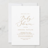 Invitation Baby shower de calligraphie Or Delicate (Devant)