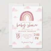 Invitation Baby shower de calligraphie Pastel Pink Rainbow Cl (Devant)