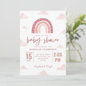 Invitation Baby shower de calligraphie Pastel Pink Rainbow Cl (Debout devant)