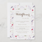 Invitation Baby Shower de calligraphie Petite Fleur Sauvage (Devant)