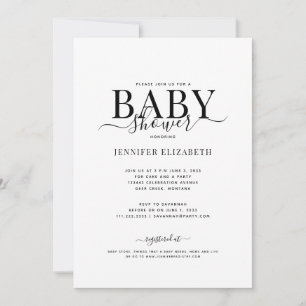 Invitation Baby shower de calligraphie simple
