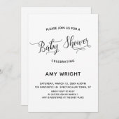 Invitation Baby shower de calligraphie simple et élégant (Devant / Derrière)
