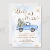 Invitation Baby shower de camion bleu d'hiver (Devant)