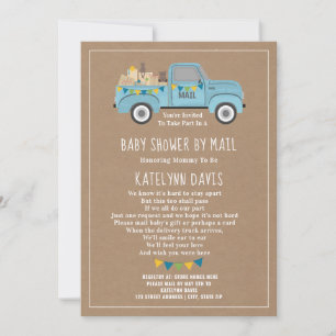 Invitation Baby shower De Camion Bleu Inspiré Par Carburant P