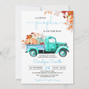 Invitation Baby shower de camion bleu Little Citrouille Fall